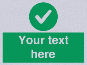 Custom green background, green circle with tick